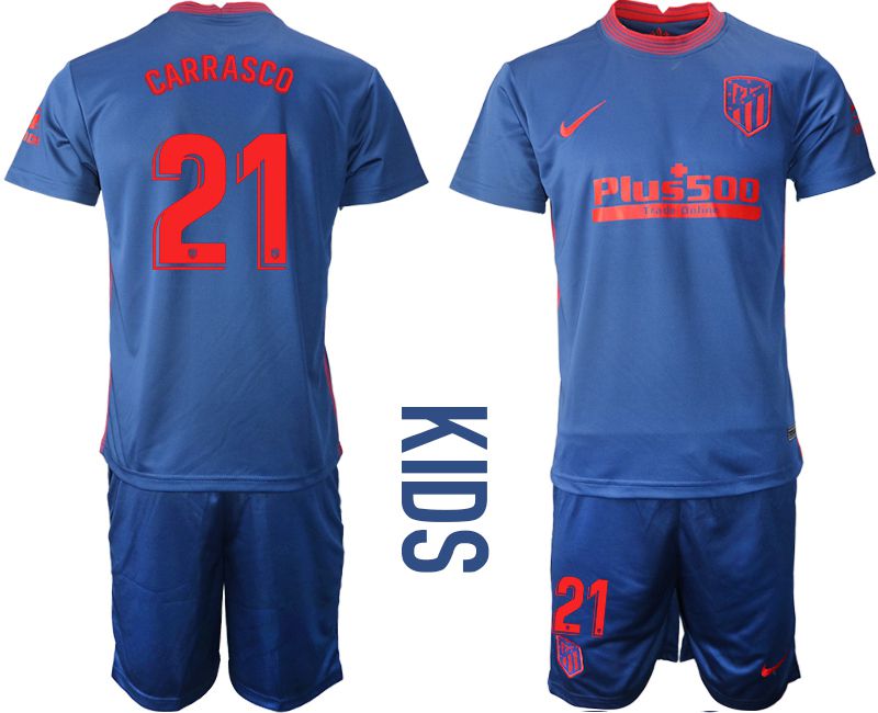 Youth 2020-2021 club Atletico Madrid away #21 blue Soccer Jerseys